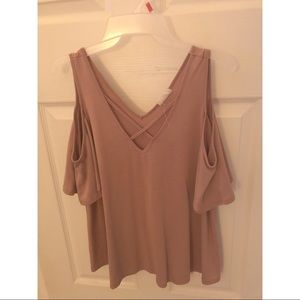 Pink Cut Off Shoulder Top
